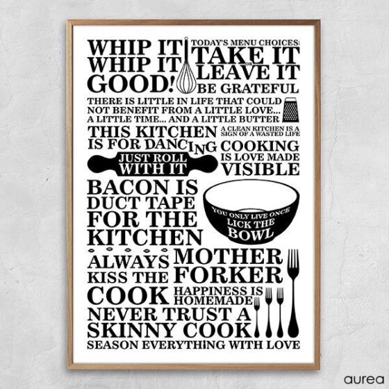 Køkkenplakat citatcollage