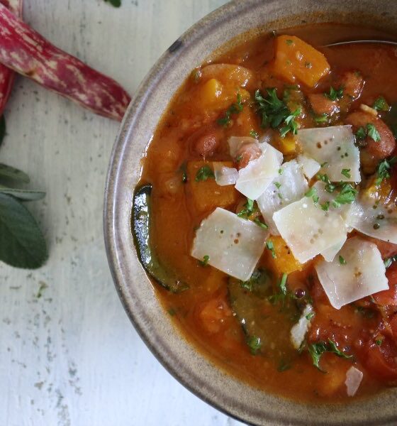 Italiensk borlotti bønnesuppe med græskar